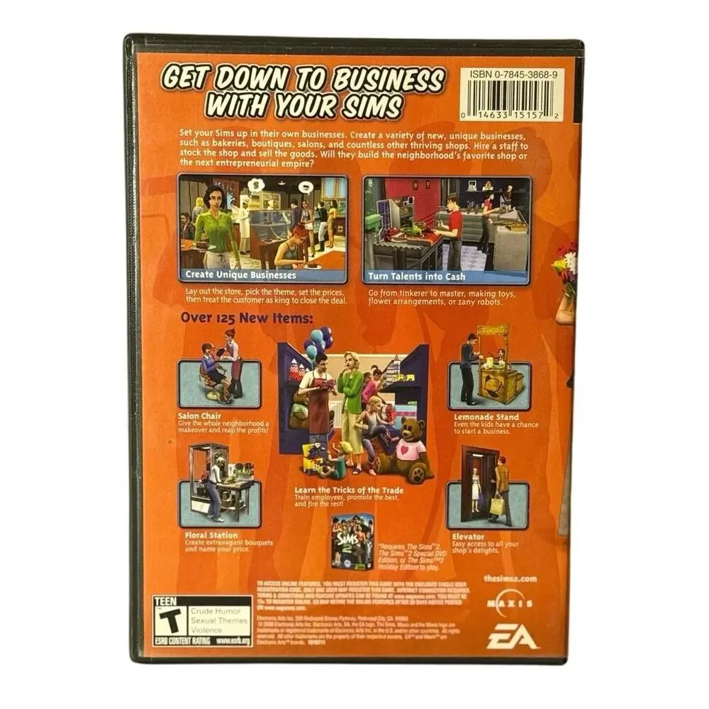 The Sims 2 Open for Business PC Expansion Pack EA 2006 Windows CD-ROM